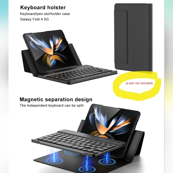 Bluetooth Keyboard Case Flip Leather Protable Case Cover with Stand - Picture 1 of 4